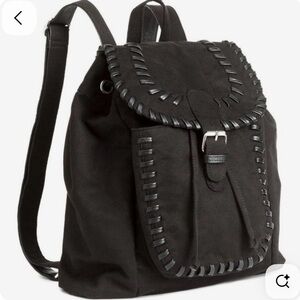 H&M black faux-suede backpack with whipstitching details